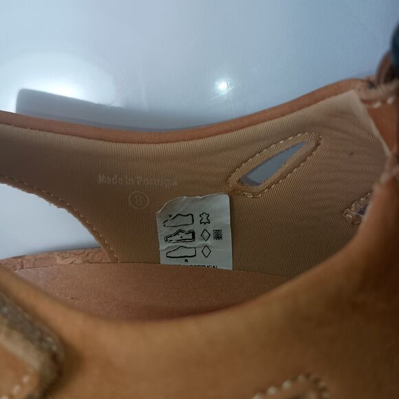 Pandere Traveler Cork Wedge Sandals 8 Tan Nubuck Leather Wide Swollen Feet - Picture 14 of 14